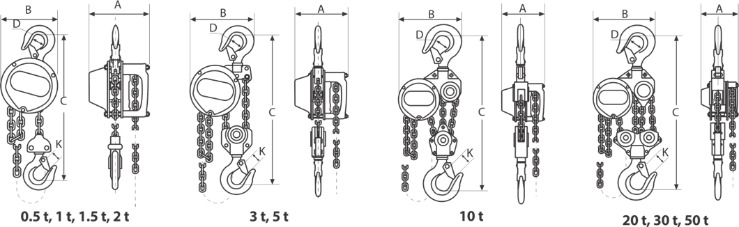 drawing of manual chain hoist